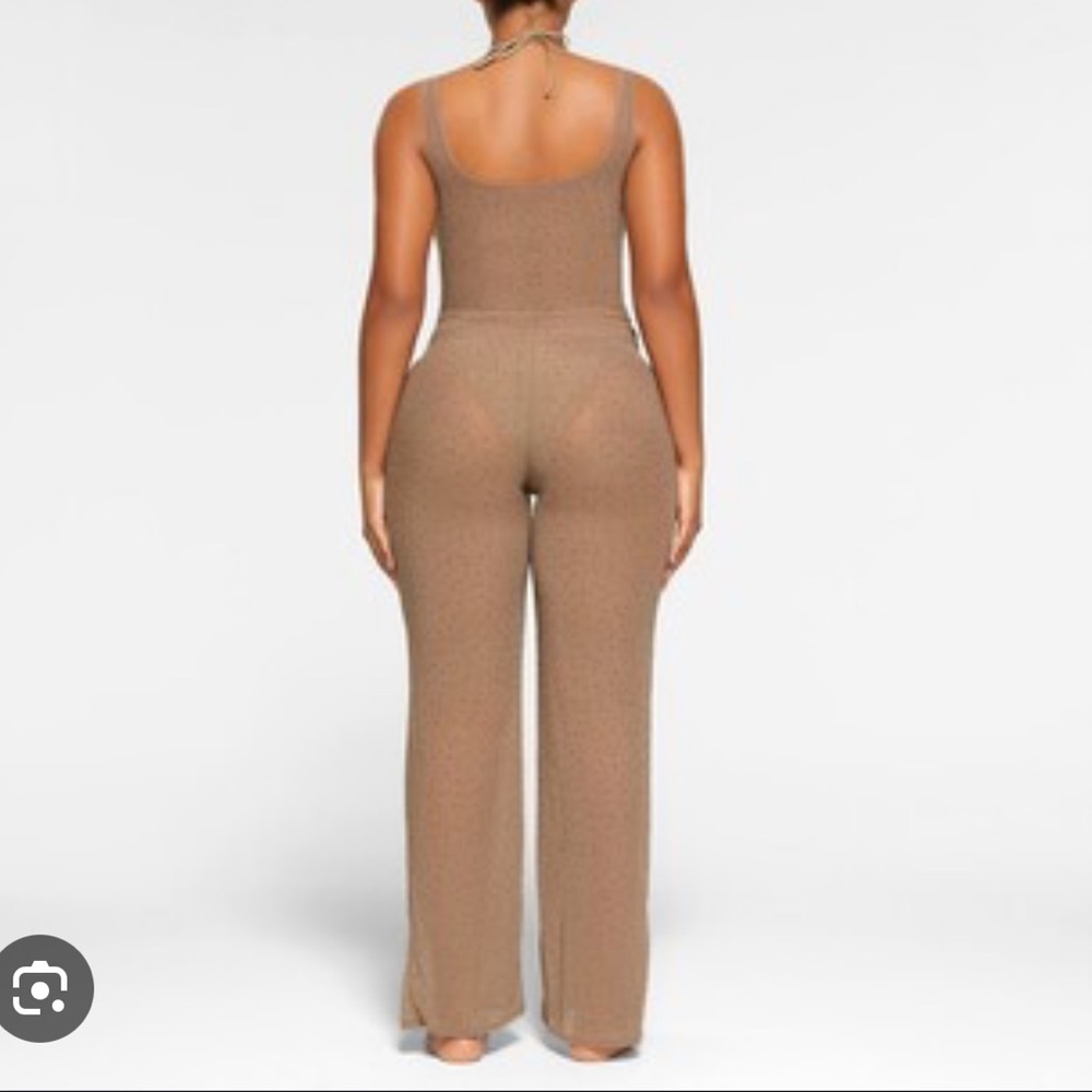 SKIMS Desert Brown/TanMesh Sparkling Rhinestones Drawstring Coverup Pants NWT 3X - Picture 4 of 16